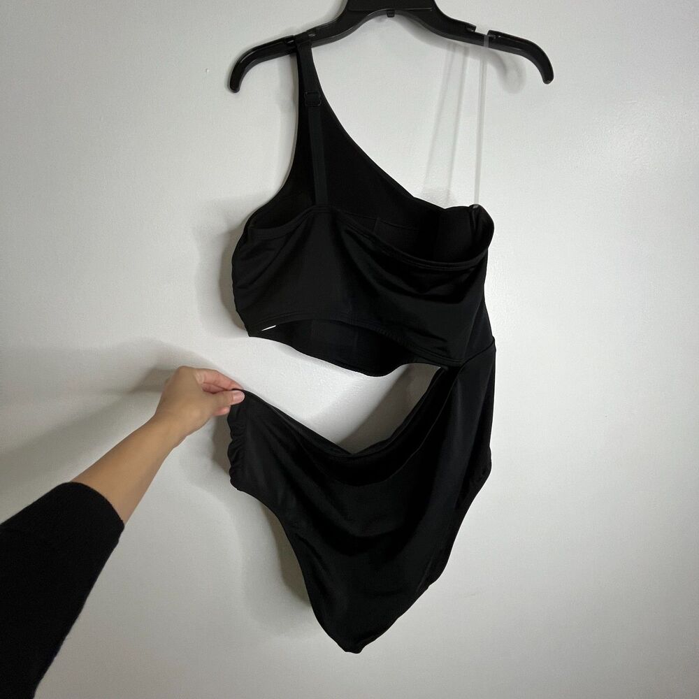 Swim by Cacique Black Swimsuit One Piece Cut out Swim Suit One Shoulder 20 NWT - Picture 2 of 11